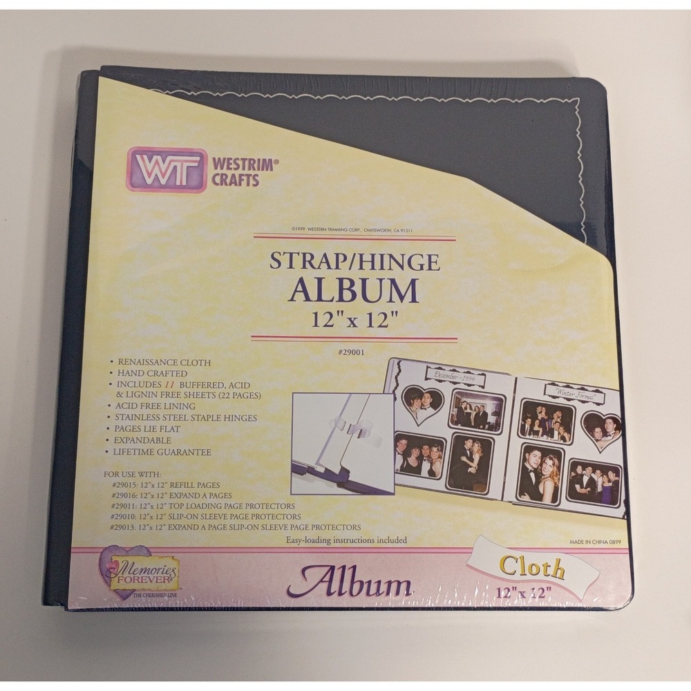 Westrim Crafts, Scrapbooking 12"x12" Strap-Hinge Navy Blue Cloth Album, NEW